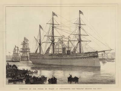 Réception du prince de Galles à Portsmouth, le Serapis approchant du quai - Joseph Nash